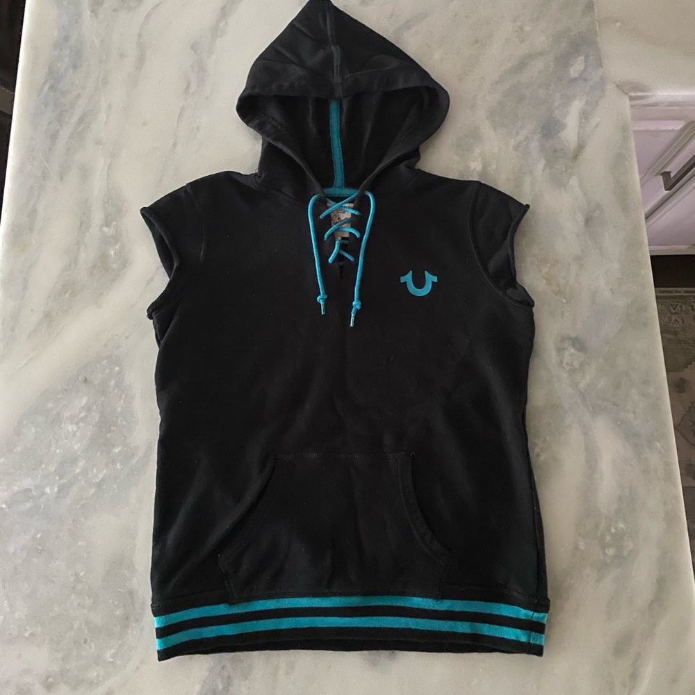 Y2K True Religion Hoodie Top and Lace Up Capri Sweatsuit Set Size Large - Picture 5 of 11